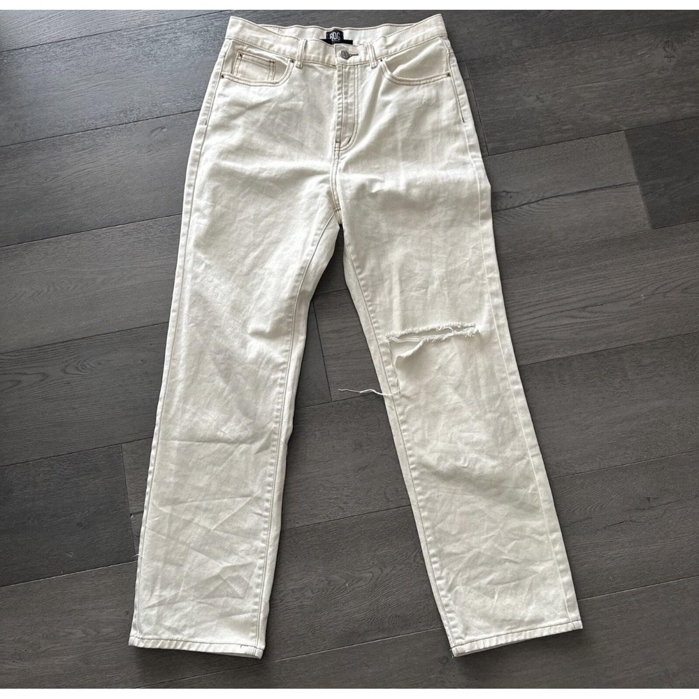 BDG Jeans Womens 29 White High Rise Loose Straight Distressed‎ Denim Pants